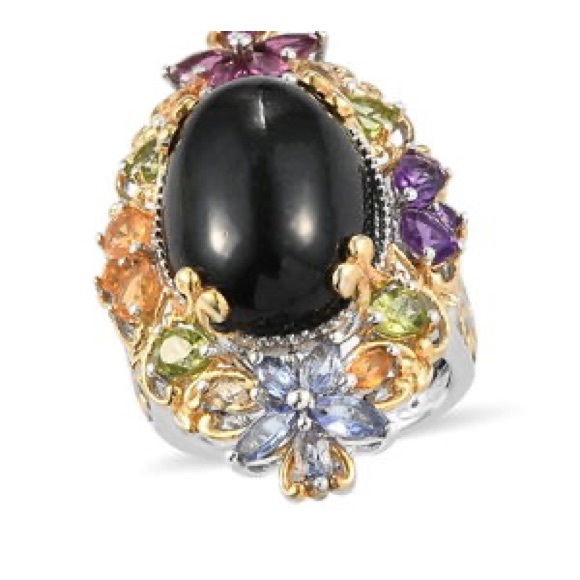 unbranded Jewelry - Indian Black Star Diopside, Multi Gemstone Cocktail Ring  in Size 8